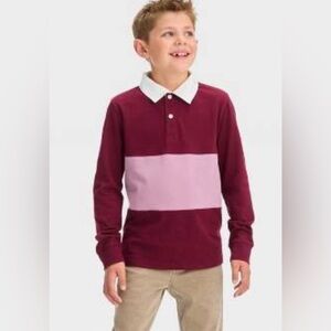 Cat & Jack Boy's Long Sleeve Polo Shirt color Burgundy